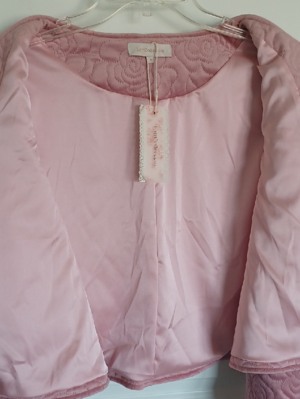 NWT ** Lait Collection Pink Velvet Quilted Jacket by American Heiress ** Size M - Picture 9 of 10